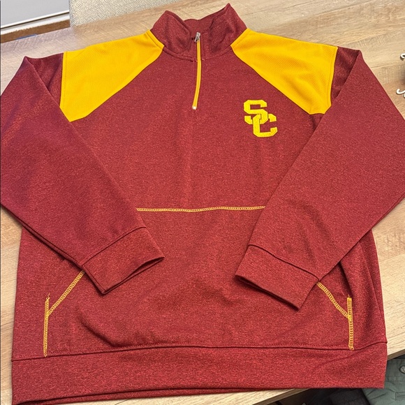 SC Authentic Apparel Other - Men's Cardinal USC Trojans Big & Tall Mesh Yoke Quarter-zip- pullover